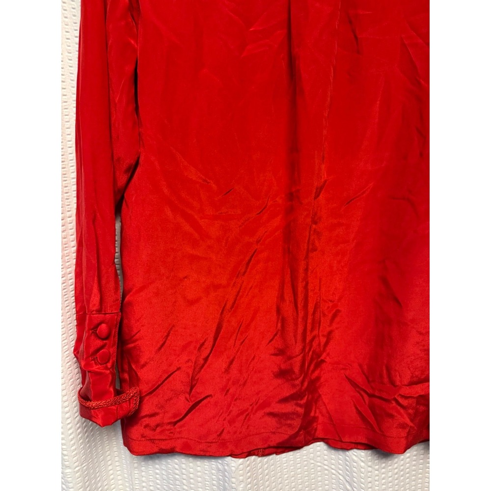 VTG 1980-90s Erez SZ 2 (Small) 100% Silk Red Heavy Embellished Blouse Detail NWT - Picture 14 of 16